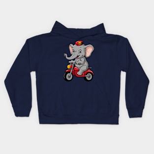 Baby Elephant on a Motorbike Kids Hoodie